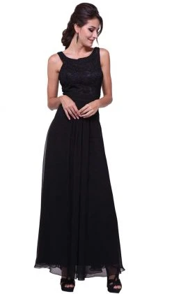 Formal Gowns Cinderella Divine - Lace Embroidered Bateau Neck Sheath Dress