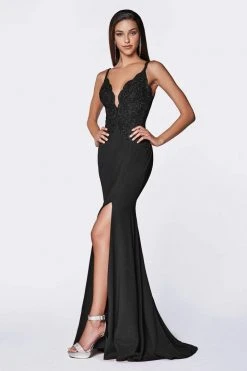 Cinderella Divine - Lace Scalloped Deep V-neck Trumpet Dress CF319 23 Cinderella Divine - Lace Scalloped Deep V-neck Trumpet Dress CF319