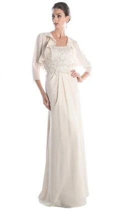 Cinderella Divine - Lace Sheath Dress With Ruffled Jacket Formal Gowns