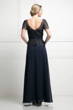 Formal Gowns Cinderella Divine - Lace Short Sleeve Illusion Bateau Sheath Dress 26 Formal Gowns Cinderella Divine - Lace Short Sleeve Illusion Bateau Sheath Dress