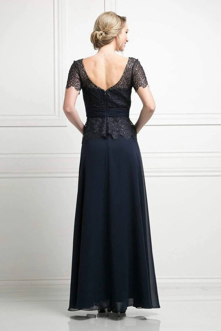 Formal Gowns Cinderella Divine - Lace Short Sleeve Illusion Bateau Sheath Dress 4 Formal Gowns Cinderella Divine - Lace Short Sleeve Illusion Bateau Sheath Dress