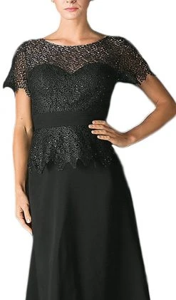 Formal Gowns Cinderella Divine - Lace Short Sleeve Illusion Bateau Sheath Dress 38 Formal Gowns Cinderella Divine - Lace Short Sleeve Illusion Bateau Sheath Dress