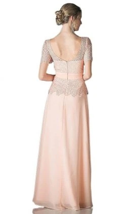 Formal Gowns Cinderella Divine - Lace Short Sleeve Illusion Bateau Sheath Dress 41 Formal Gowns Cinderella Divine - Lace Short Sleeve Illusion Bateau Sheath Dress