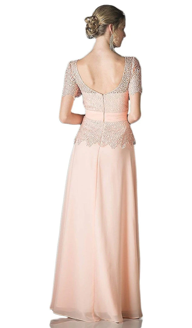 Formal Gowns Cinderella Divine - Lace Short Sleeve Illusion Bateau Sheath Dress 19 Formal Gowns Cinderella Divine - Lace Short Sleeve Illusion Bateau Sheath Dress