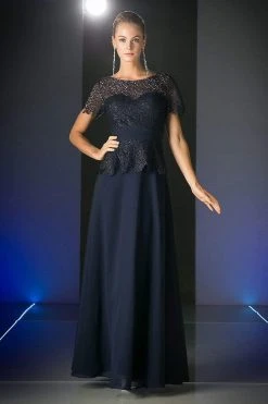 Formal Gowns Cinderella Divine - Lace Short Sleeve Illusion Bateau Sheath Dress 27 Formal Gowns Cinderella Divine - Lace Short Sleeve Illusion Bateau Sheath Dress