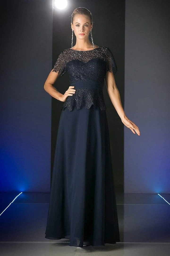 Formal Gowns Cinderella Divine - Lace Short Sleeve Illusion Bateau Sheath Dress 5 Formal Gowns Cinderella Divine - Lace Short Sleeve Illusion Bateau Sheath Dress