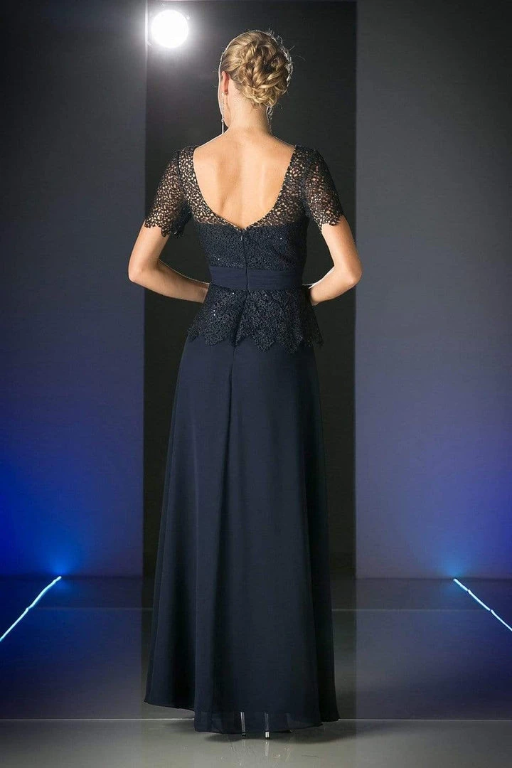 Formal Gowns Cinderella Divine - Lace Short Sleeve Illusion Bateau Sheath Dress 6 Formal Gowns Cinderella Divine - Lace Short Sleeve Illusion Bateau Sheath Dress