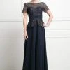 Formal Gowns Cinderella Divine - Lace Short Sleeve Illusion Bateau Sheath Dress