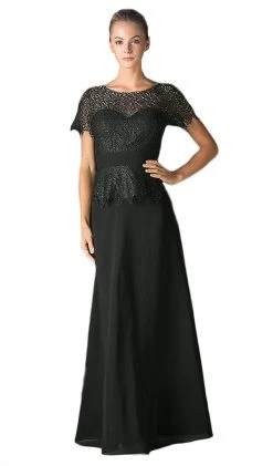 Formal Gowns Cinderella Divine - Lace Short Sleeve Illusion Bateau Sheath Dress 37 Formal Gowns Cinderella Divine - Lace Short Sleeve Illusion Bateau Sheath Dress