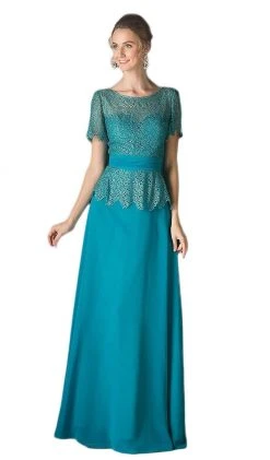 Formal Gowns Cinderella Divine - Lace Short Sleeve Illusion Bateau Sheath Dress 44 Formal Gowns Cinderella Divine - Lace Short Sleeve Illusion Bateau Sheath Dress