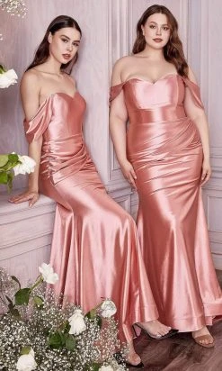 Cinderella Divine - Metallic Draped Prom Dress CH163C 1 Pc Dusty Rose In Size 4X Available Formal Gowns