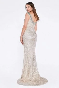 Cinderella Divine - ML2900 Beaded Ornate Lace Sheath Gown Formal Gowns
