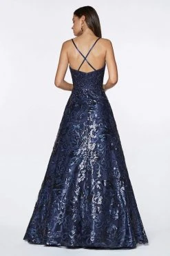 Formal Gowns Cinderella Divine - ML923 Sequined Deep V-neck A-line Dress 17 Formal Gowns Cinderella Divine - ML923 Sequined Deep V-neck A-line Dress