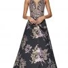 Cinderella Divine - ML924 Floral Plunging V-Neck Evening Gown Formal Gowns 1 Cinderella Divine - ML924 Floral Plunging V-Neck Evening Gown Formal Gowns