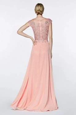 Cinderella Divine - ML937 Beaded Floral Lace Ornate Chiffon Gown Formal Gowns 9 Cinderella Divine - ML937 Beaded Floral Lace Ornate Chiffon Gown Formal Gowns