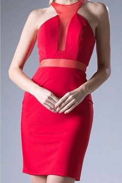 Cocktail Dresses Cinderella Divine - Mock Two Piece Illusion Halter Sheath Dress