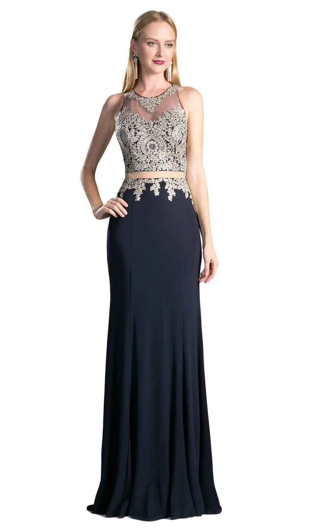 Cinderella Divine - Mock Two Piece Lace Embroidered Fitted Dress Formal Gowns 4 Cinderella Divine - Mock Two Piece Lace Embroidered Fitted Dress Formal Gowns