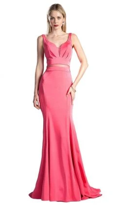 Cinderella Divine - Mock Two Piece Ruffled Sheath Dress Formal Gowns