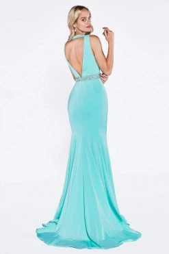 Cinderella Divine - P107 Bead Accented Deep V-neck Trumpet Dress 10 Cinderella Divine - P107 Bead Accented Deep V-neck Trumpet Dress