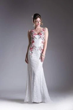 Cinderella Divine - P207 Floral Applique Lace Sheath Gown Formal Gowns 7 Cinderella Divine - P207 Floral Applique Lace Sheath Gown Formal Gowns