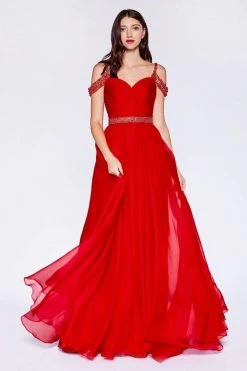 Formal Gowns Cinderella Divine - P211 Embellished Twisted Ruched Sweetheart A-line Dress
