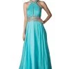 Formal Gowns Cinderella Divine - PC905 Ruched Cutout Halter Chiffon Gown