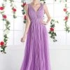 Formal Gowns Cinderella Divine - Pleated V-neck A-line Dress 1 Formal Gowns Cinderella Divine - Pleated V-neck A-line Dress