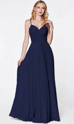 Cinderella Divine - Ruched Bodice A-Line Gown 7471 - 1 Pc Navy In Size 18 Available