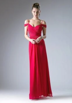 Cinderella Divine Ruched Off Shoulder Chiffon Gown Formal Gowns
