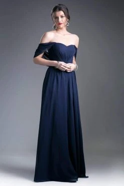 Formal Gowns Cinderella Divine - Ruched Semi-Sweetheart Dress With Cape Detail