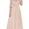 Formal Gowns Cinderella Divine - RV774 Lace Quarter Sleeve Chiffon A-Line Dress 1 Formal Gowns Cinderella Divine - RV774 Lace Quarter Sleeve Chiffon A-Line Dress