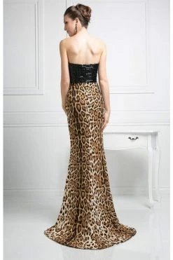 Formal Gowns Cinderella Divine - S5235 Cheetah Printed Long Sheath Dress
