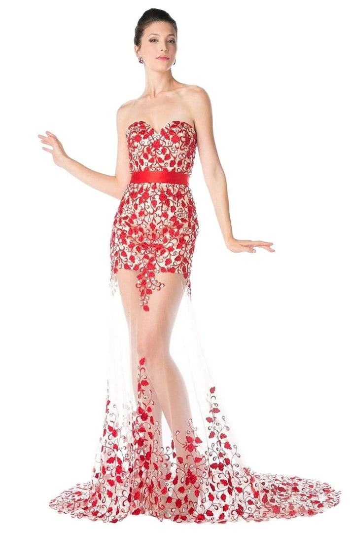 Cinderella Divine - S5240 Strapless Beaded Lace Sheer Trumpet Dress Formal Gowns 3 Cinderella Divine - S5240 Strapless Beaded Lace Sheer Trumpet Dress Formal Gowns