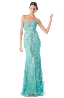 Cinderella Divine - S551421 Strapless Laced Long Dress Formal Gowns