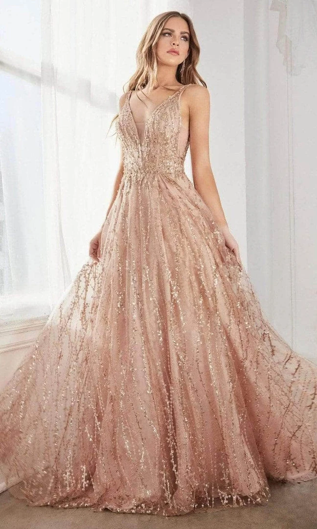 Cinderella Divine - Sequin Embellished A-Line Prom Dress C32 - 1 Pc Rose Gold In Size 8 Available Formal Gowns 3 Cinderella Divine - Sequin Embellished A-Line Prom Dress C32 - 1 Pc Rose Gold In Size 8 Available Formal Gowns