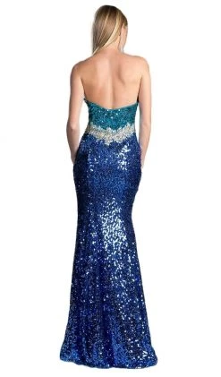 Cinderella Divine - Sequined Fitted Evening Gown With Slit