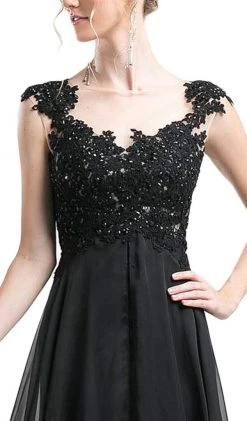 Formal Gowns Cinderella Divine - Sequined Floral Lace A-line Dress