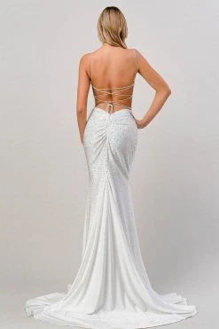 Formal Gowns Cinderella Divine - Sequined Mermaid Prom Dress CD0179 - 1 Pc White Multi In Size M Available
