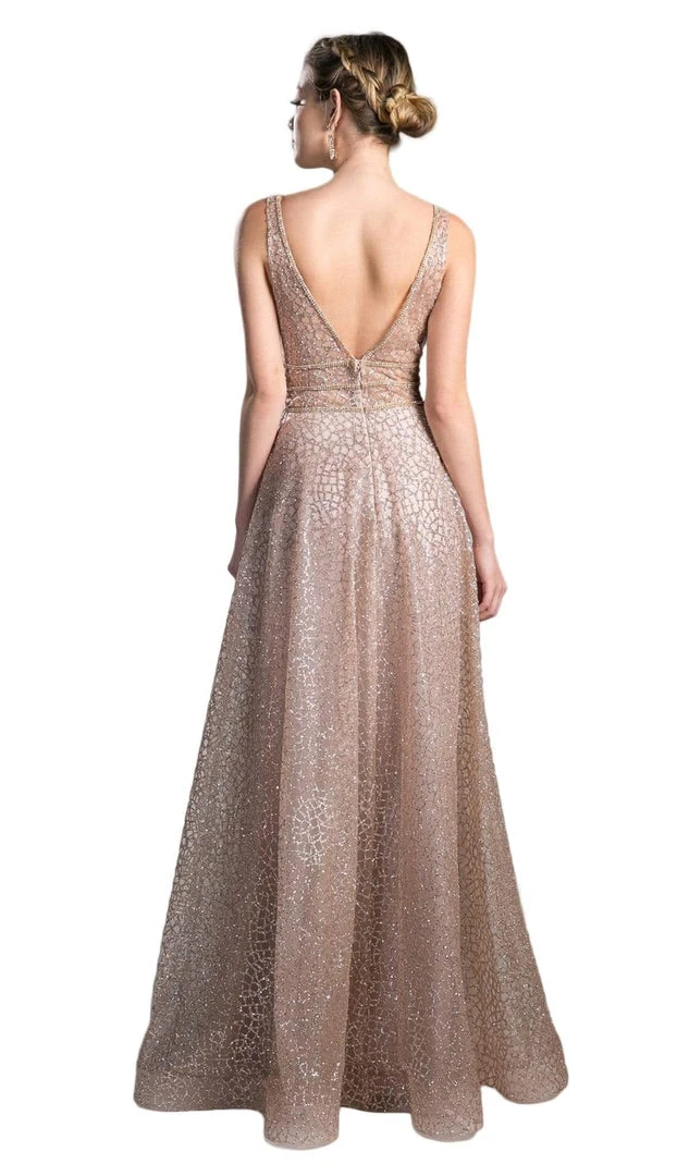 Formal Gowns Cinderella Divine - Sequined V-neck A-line Long Prom Dress CJ256 - 1 Pc Navy In Size 16 Available 5 Formal Gowns Cinderella Divine - Sequined V-neck A-line Long Prom Dress CJ256 - 1 Pc Navy In Size 16 Available