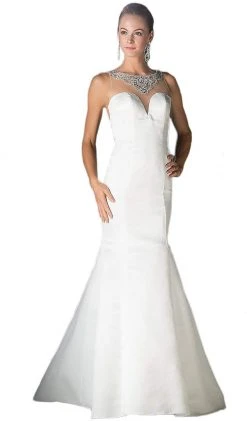 Cinderella Divine - Sheer Embellished Mermaid Evening Gown Formal Gowns