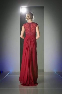 Cinderella Divine - Sheer Embellished V-neck Sheath Dress Formal Gowns 16 Cinderella Divine - Sheer Embellished V-neck Sheath Dress Formal Gowns