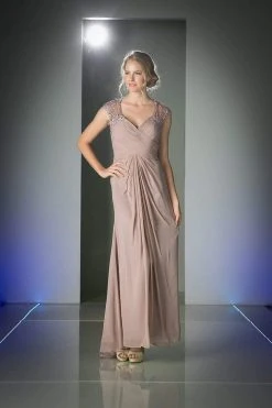 Cinderella Divine - Sheer Embellished V-neck Sheath Dress Formal Gowns 21 Cinderella Divine - Sheer Embellished V-neck Sheath Dress Formal Gowns