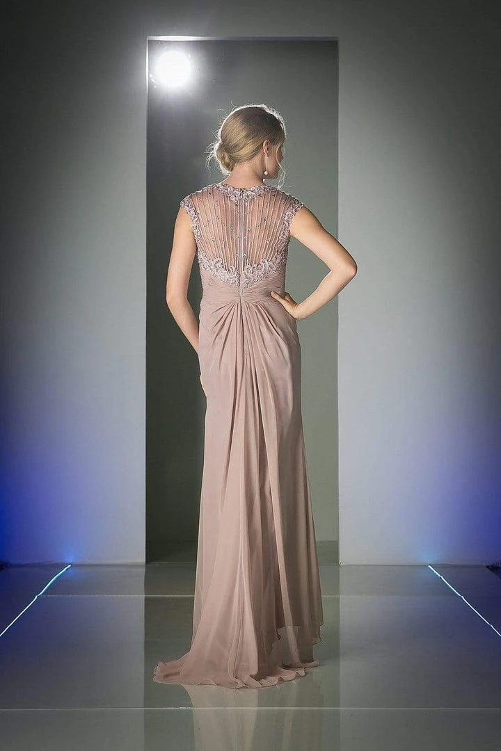 Cinderella Divine - Sheer Embellished V-neck Sheath Dress Formal Gowns 11 Cinderella Divine - Sheer Embellished V-neck Sheath Dress Formal Gowns