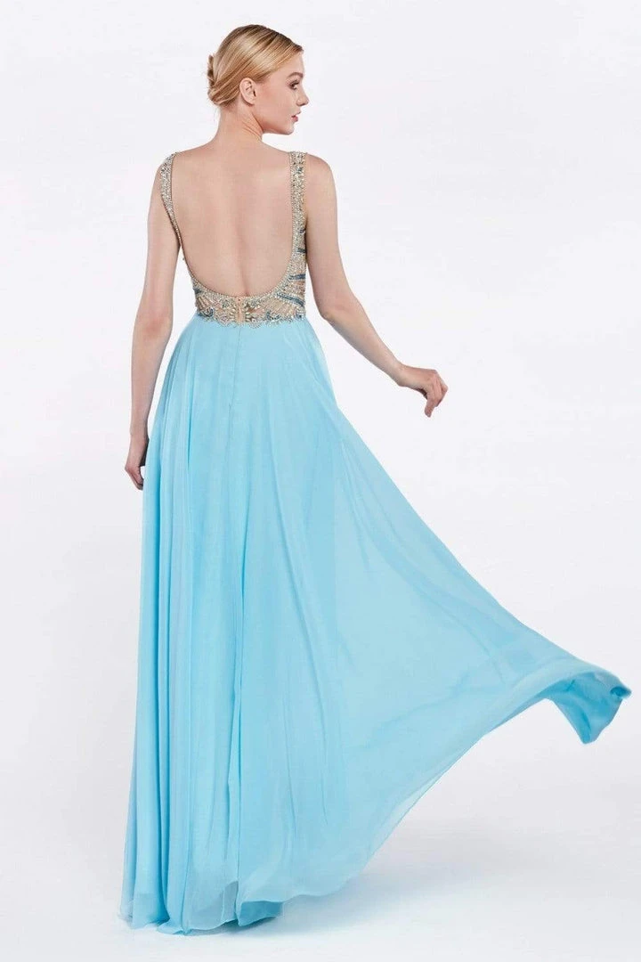 Cinderella Divine - Sheer Long Bell Sleeves Beaded Chiffon Evening Gown 4 Cinderella Divine - Sheer Long Bell Sleeves Beaded Chiffon Evening Gown
