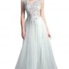 Cinderella Divine - Sheer Scoop Beaded Tulle A-Line Evening Gown