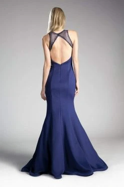 Cinderella Divine - Sheer Seamed Fitted Mermaid Evening Dress Formal Gowns