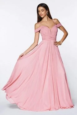 Cinderella Divine - Shirred Plunging Sweetheart Cold Shoulder Chiffon Gown Formal Gowns 19 Cinderella Divine - Shirred Plunging Sweetheart Cold Shoulder Chiffon Gown Formal Gowns