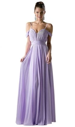 Cinderella Divine - Shirred Plunging Sweetheart Cold Shoulder Chiffon Gown Formal Gowns 17 Cinderella Divine - Shirred Plunging Sweetheart Cold Shoulder Chiffon Gown Formal Gowns