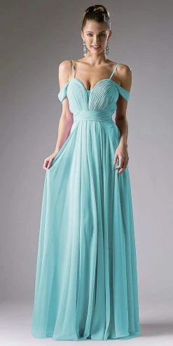 Cinderella Divine - Shirred Plunging Sweetheart Cold Shoulder Chiffon Gown Formal Gowns 16 Cinderella Divine - Shirred Plunging Sweetheart Cold Shoulder Chiffon Gown Formal Gowns