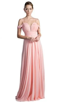 Cinderella Divine - Shirred Plunging Sweetheart Cold Shoulder Chiffon Gown Formal Gowns 22 Cinderella Divine - Shirred Plunging Sweetheart Cold Shoulder Chiffon Gown Formal Gowns